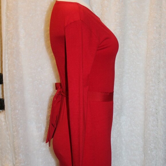 Pink Lilly red dress with sash size small - Picture 3 of 10